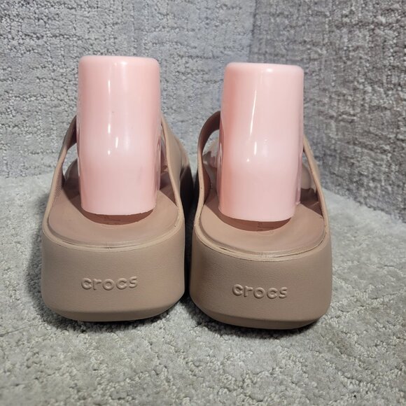 Crocs Getaway Women’s Size 11 US Tan Platform Flip Flop Sandals 209410 - Picture 4 of 12